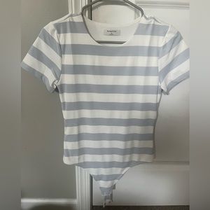 Babaton crew bodysuit in Smr snow/ cement blue